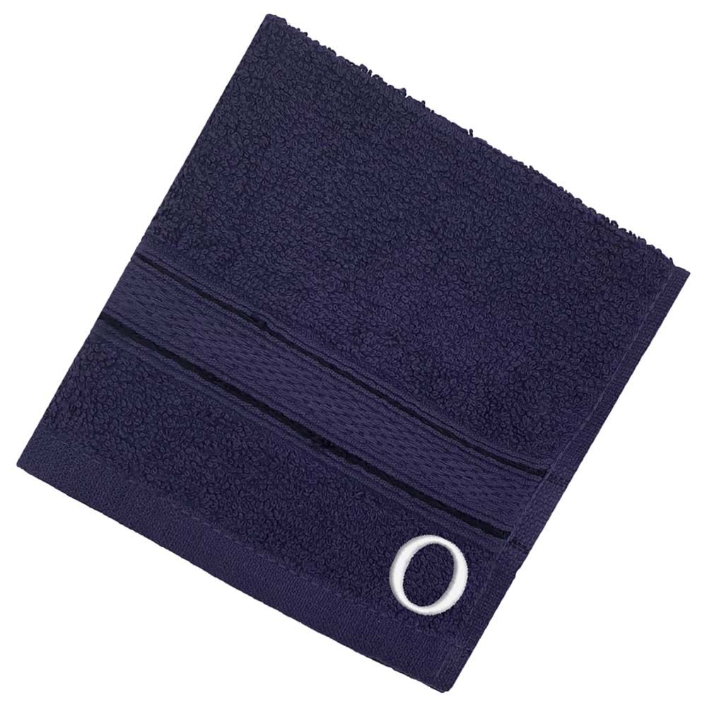 Byft - Letter O Monogrammed Face Towel - 30 x 30 cm - 6pcs - Navy Blue