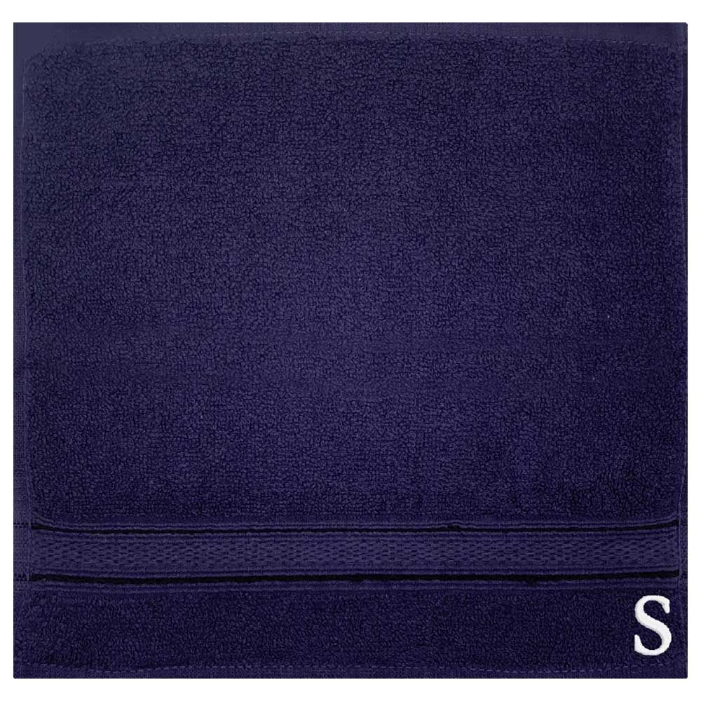 Byft - Letter S Monogrammed Face Towel - 30 x 30 cm - 6pcs - Navy Blue