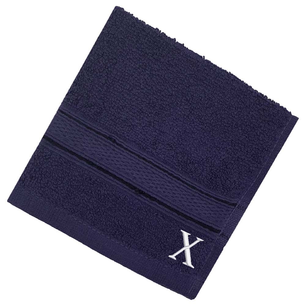 Byft - Letter x Monogrammed Face Towel - 30 x 30 cm - 6pcs - Navy Blue