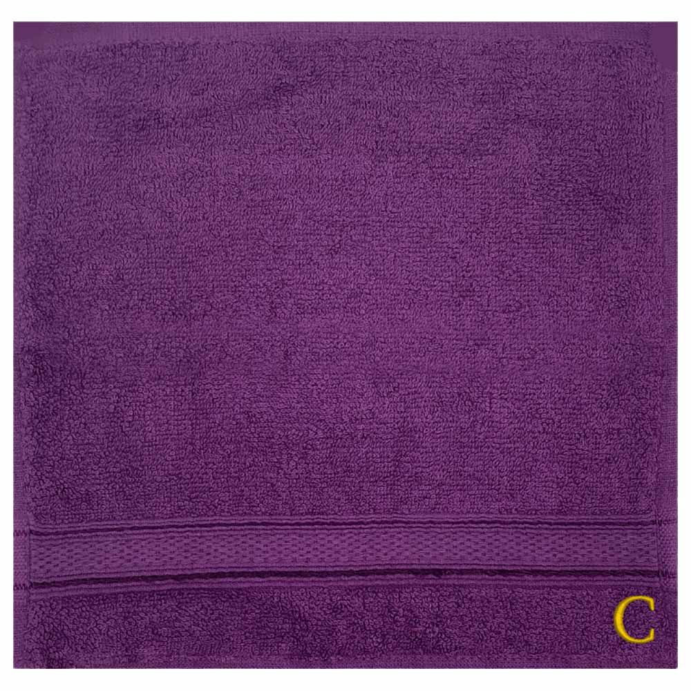 Byft - Letter C Monogrammed Face Towel - 30 x 30 cm - 6pcs - Purple