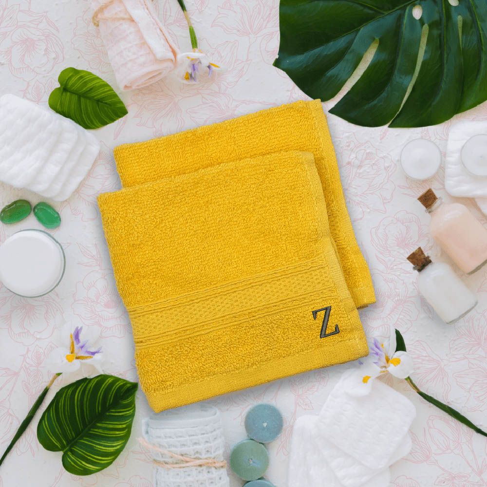 Byft - Letter Z Monogrammed Face Towel - 30 x 30 cm - 6pcs – Yellow