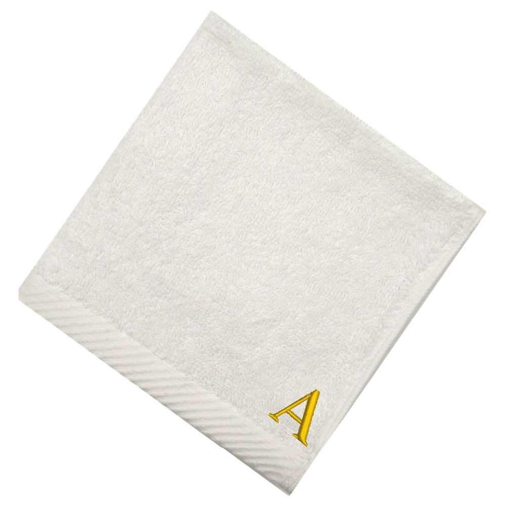 Byft - Letter A Monogrammed Face Towel - 33 x 33 cm - 6pcs - Golden/White