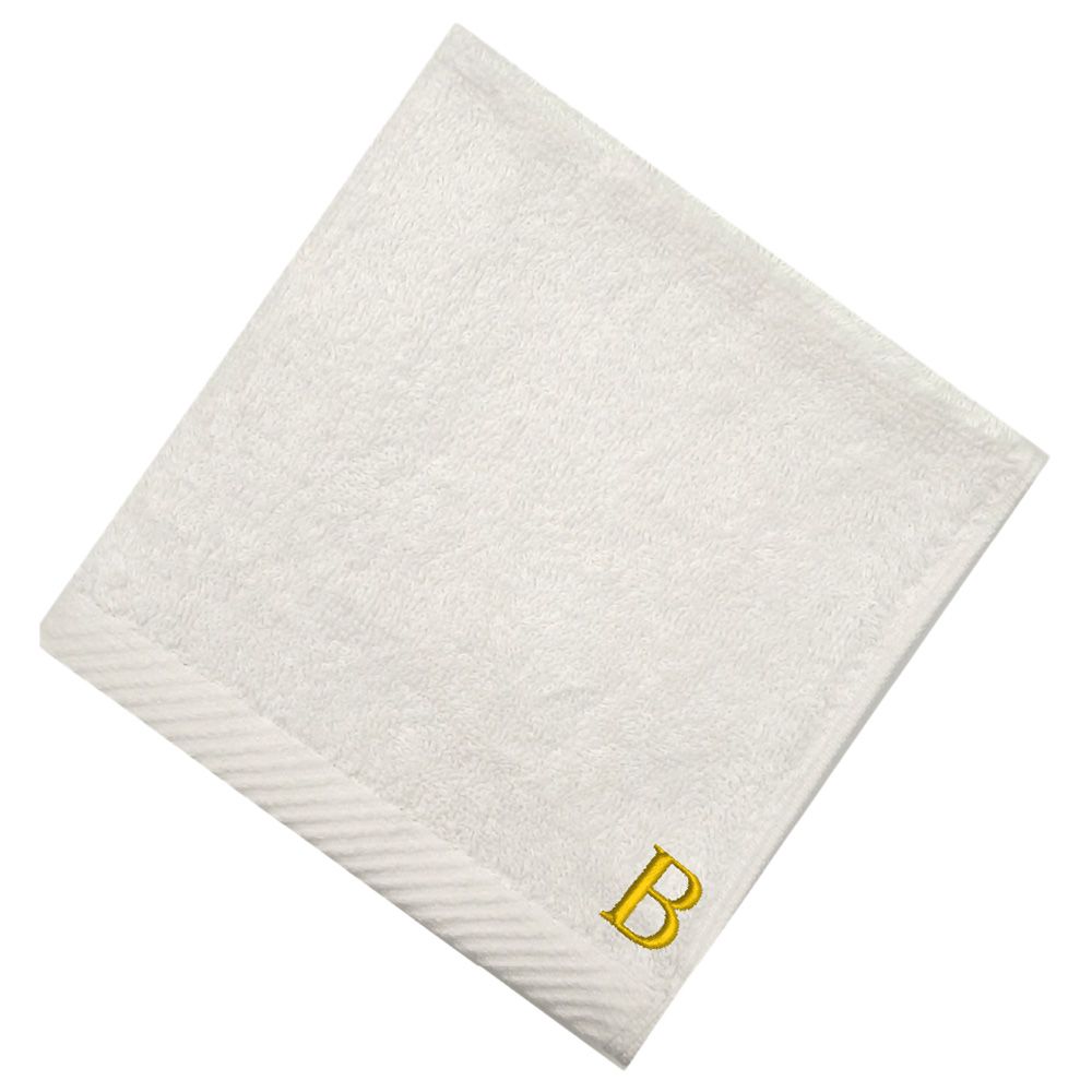 Byft - Letter B Monogrammed Face Towel - 33 x 33 cm - 6pcs - Golden/White