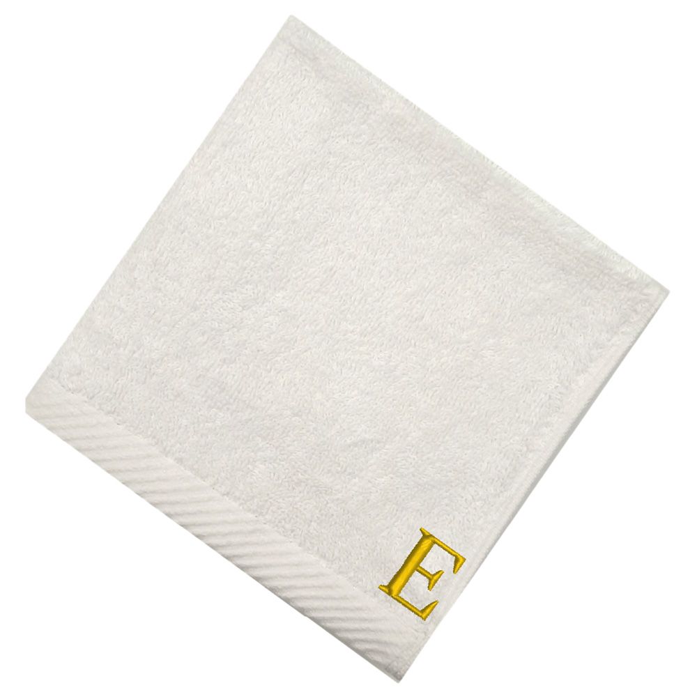 Byft - Letter E Monogrammed Face Towel - 33 x 33 cm - 6pcs - Golden/White