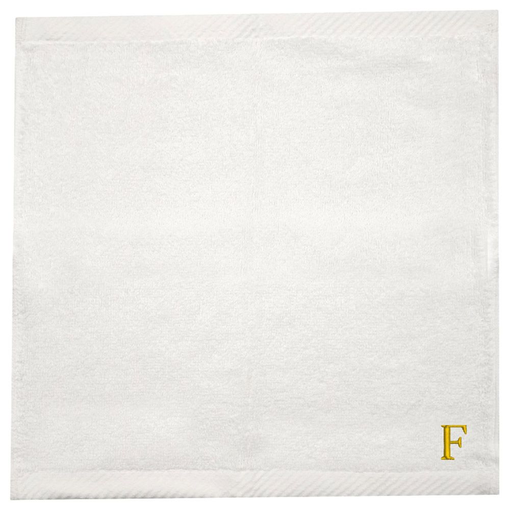 Byft - Letter F Monogrammed Face Towel - 33 x 33 cm - 6pcs - Golden/White