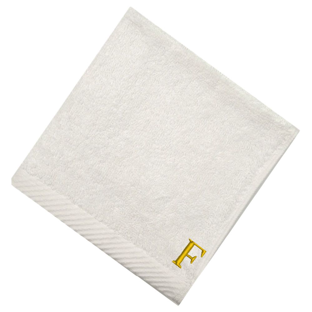 Byft - Letter F Monogrammed Face Towel - 33 x 33 cm - 6pcs - Golden/White