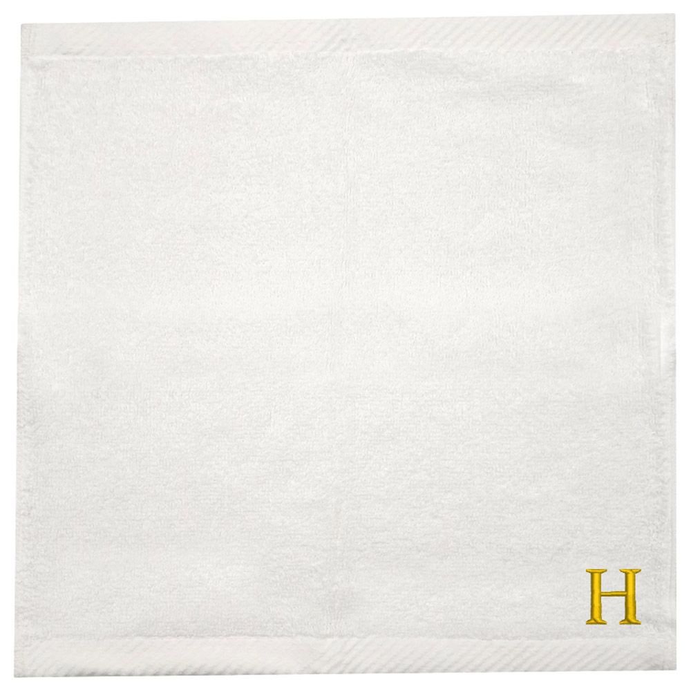 Byft - Letter H Monogrammed Face Towel - 33 x 33 cm - 6pcs - Golden/White