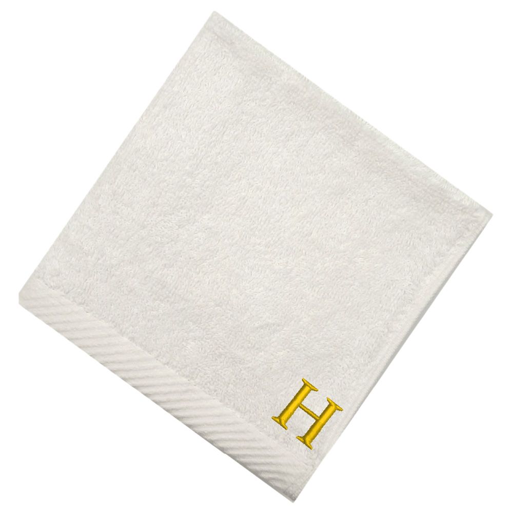 Byft - Letter H Monogrammed Face Towel - 33 x 33 cm - 6pcs - Golden/White