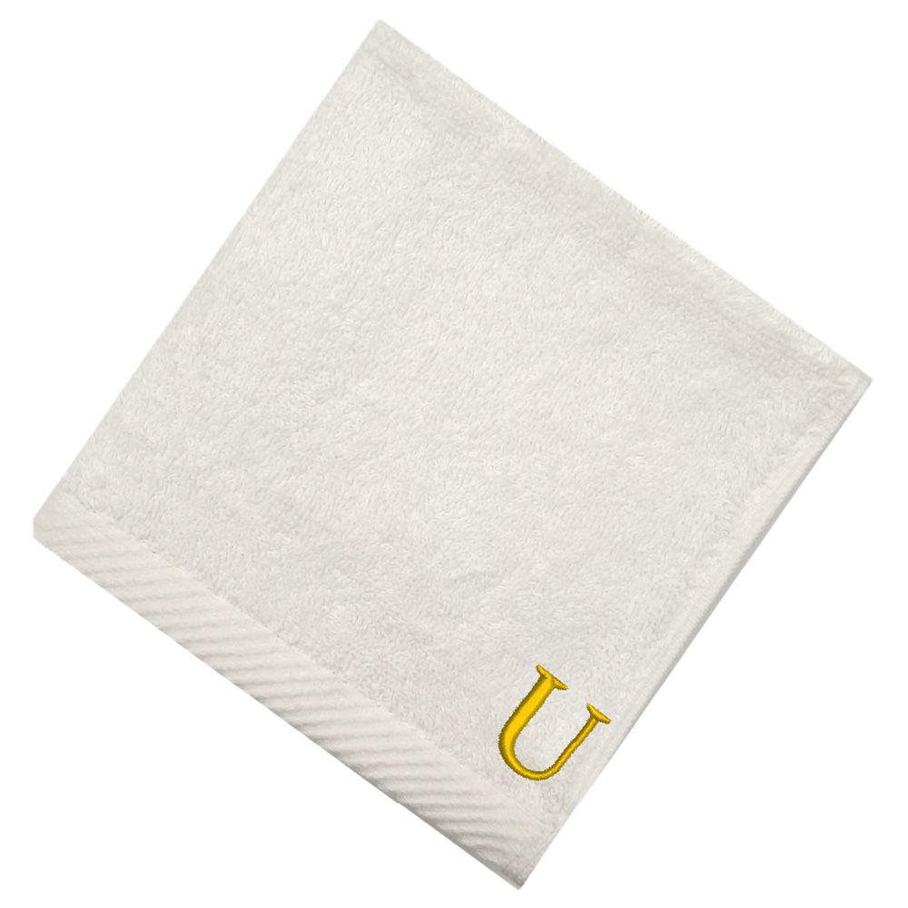 Byft - Letter U Monogrammed Face Towel - 33 x 33 cm - 6pcs - Golden/White