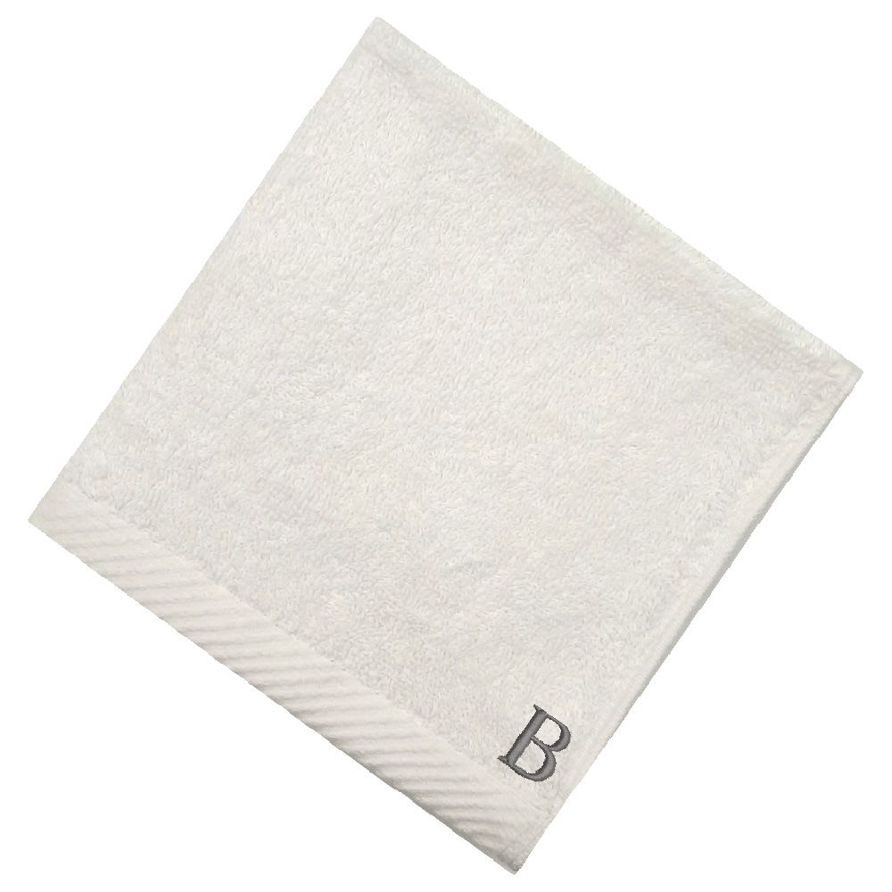 Byft - Letter B Monogrammed Face Towel - 33 x 33 cm - 6pcs - Silver/White