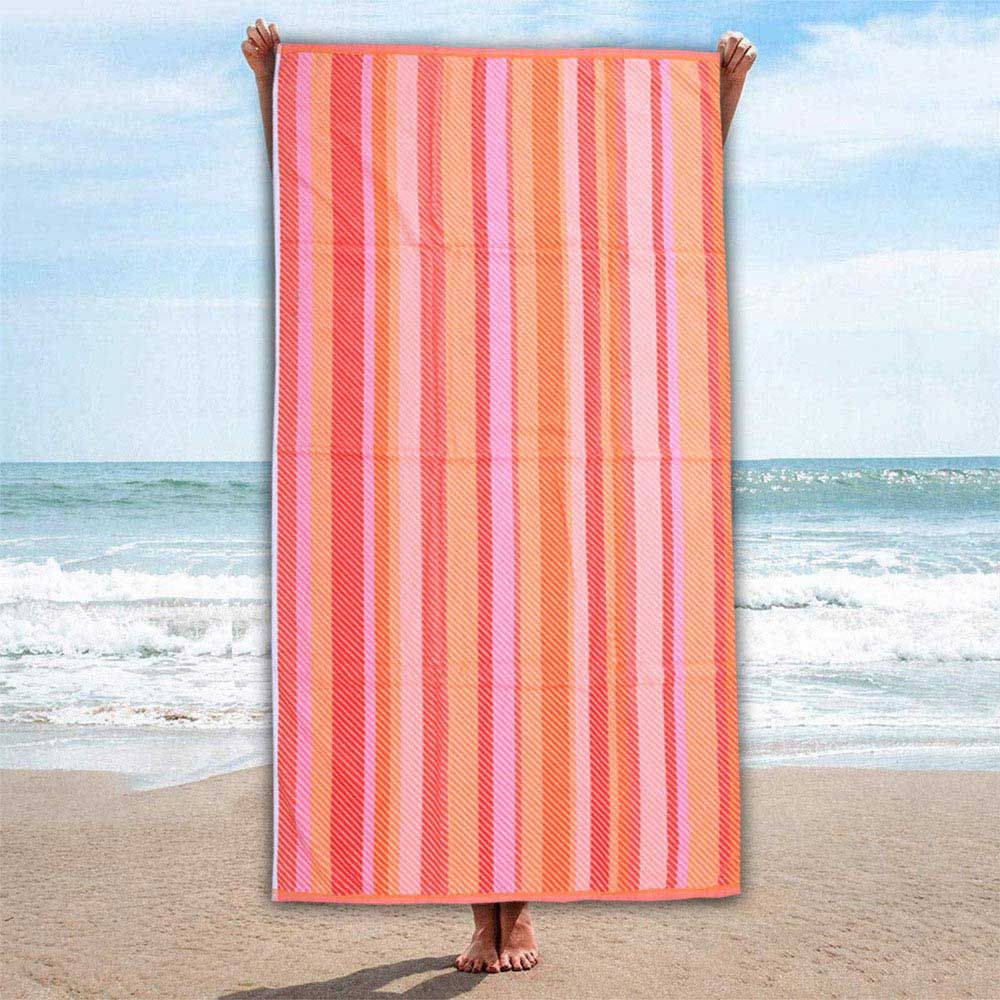 BYFT - Cotton Jacquard Beach Towel - 86x162cm - Warm Stripe