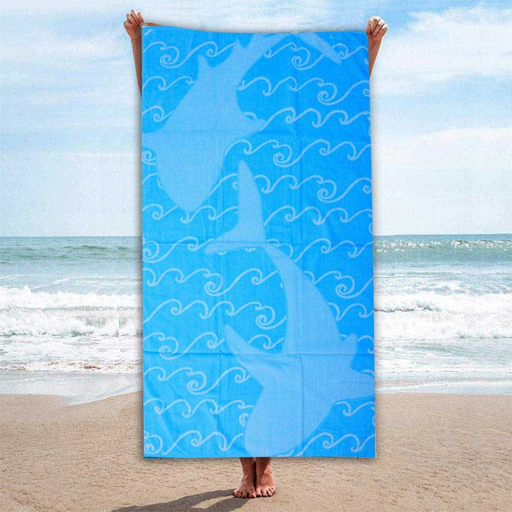 BYFT - Cotton Jacquard Beach Towel - 86x162cm - Sharks