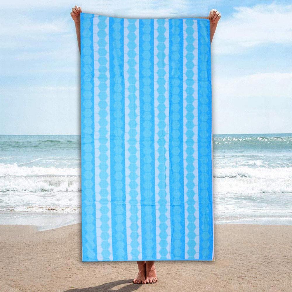 BYFT - Cotton Jacquard Beach Towel - 86x162cm - Cool Hexagon