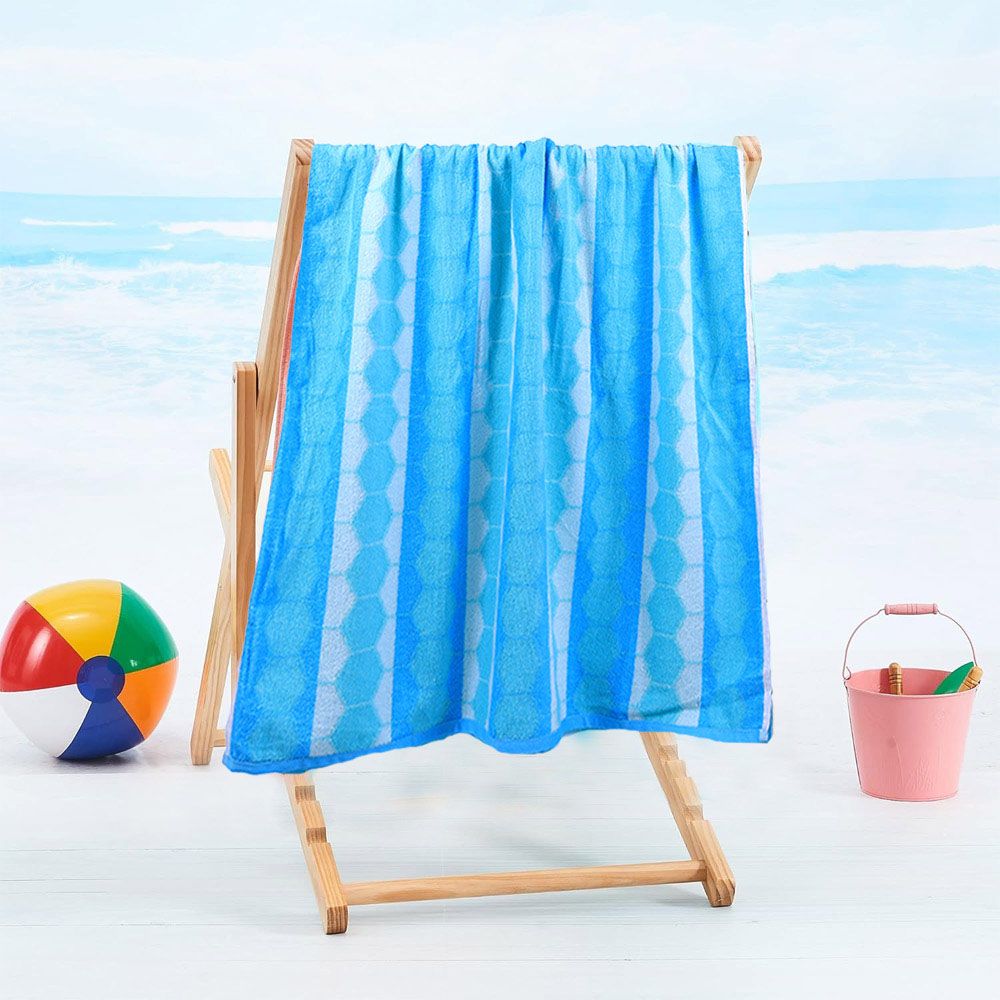 BYFT - Cotton Jacquard Beach Towel - 86x162cm - Cool Hexagon