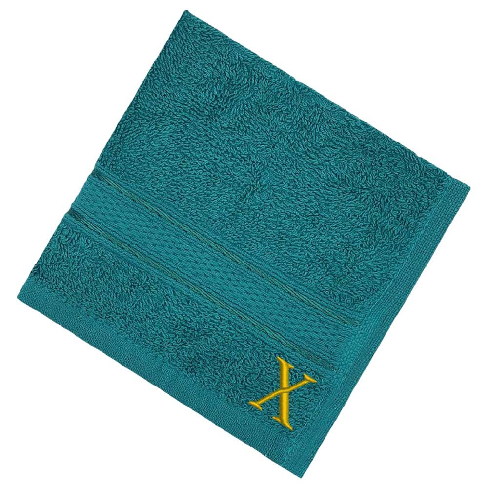 Byft - Letter x Monogrammed Face Towel - 30 x 30 cm - 6pcs - Turquoise Blue