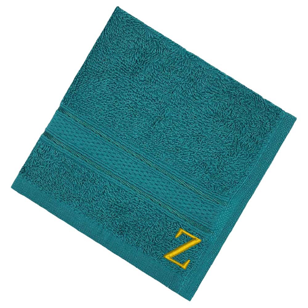 Byft - Letter Z Monogrammed Face Towel - 30 x 30 cm - 6pcs - Turquoise Blue