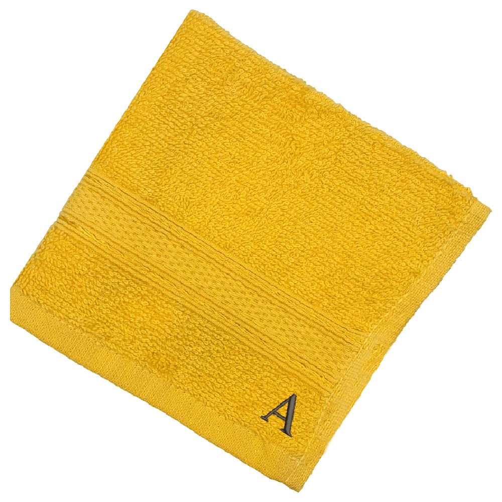 Byft - Letter A Monogrammed Face Towel - 30 x 30 cm - 6pcs – Yellow