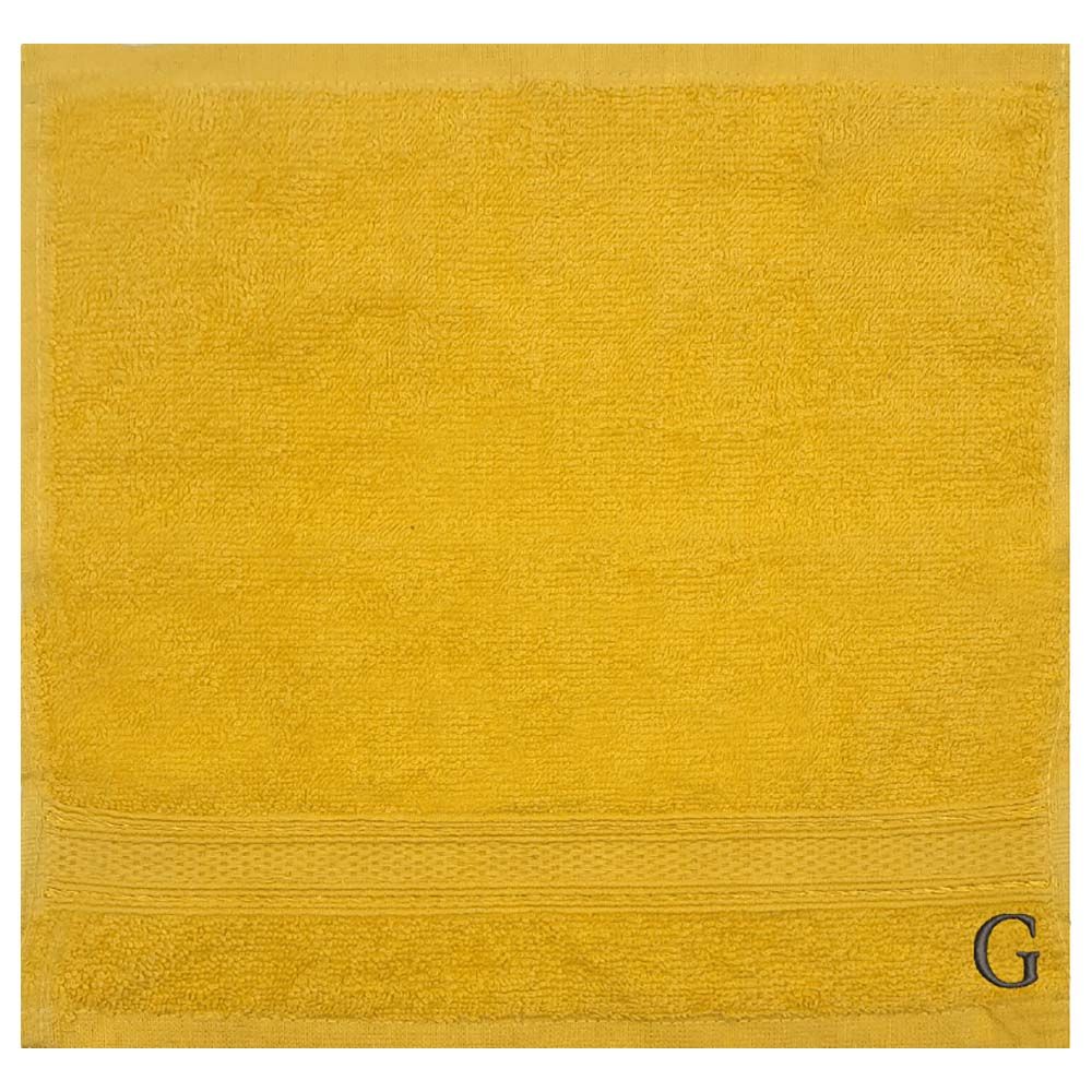 Byft - Letter G Monogrammed Face Towel - 30 x 30 cm - 6pcs – Yellow