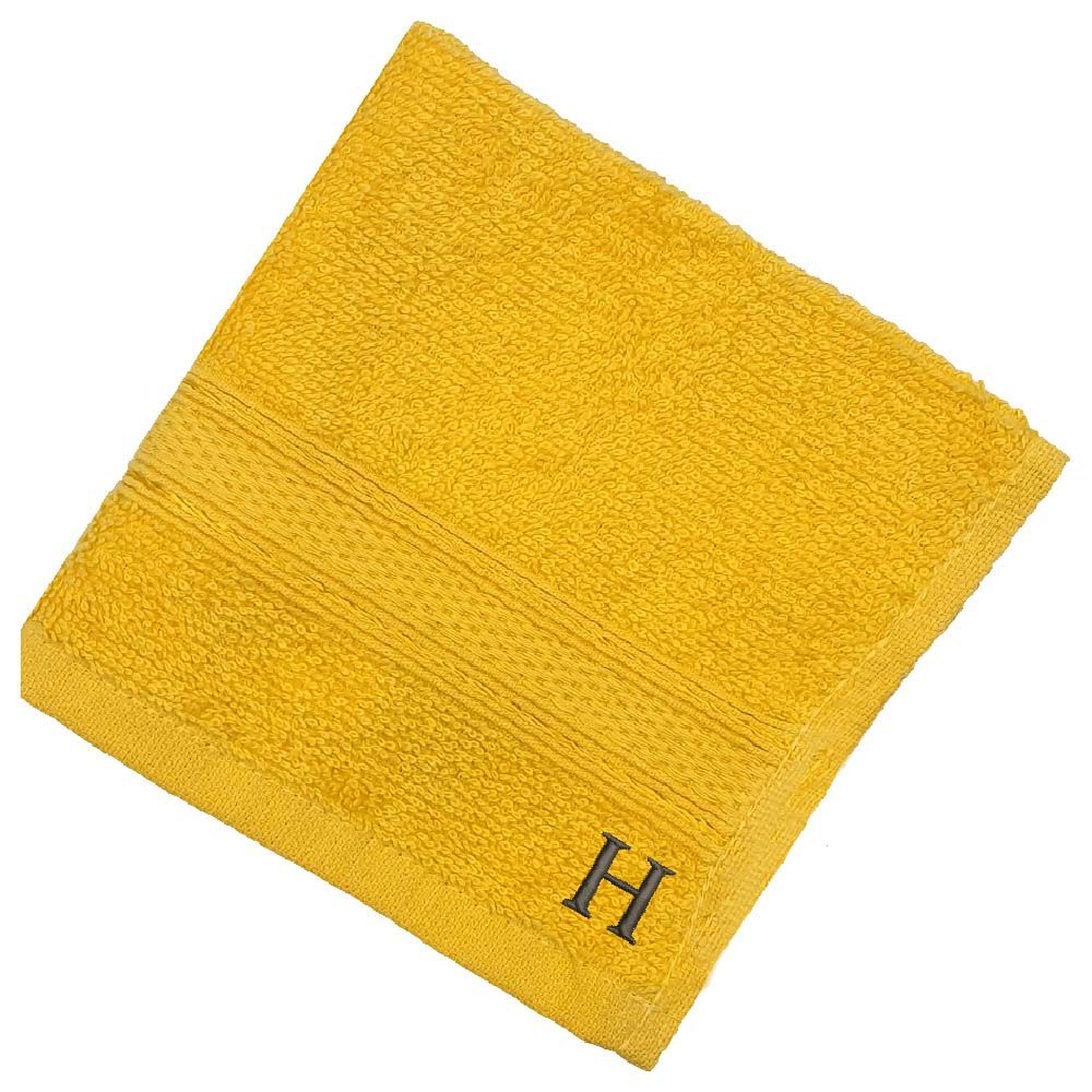 Byft - Letter H Monogrammed Face Towel - 30 x 30 cm - 6pcs – Yellow