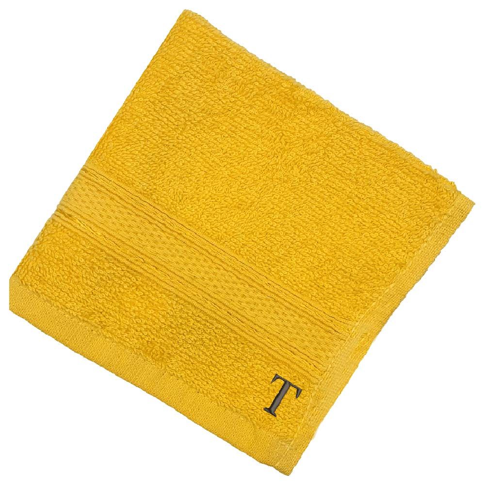 Byft - Letter T Monogrammed Face Towel - 30 x 30 cm - 6pcs – Yellow