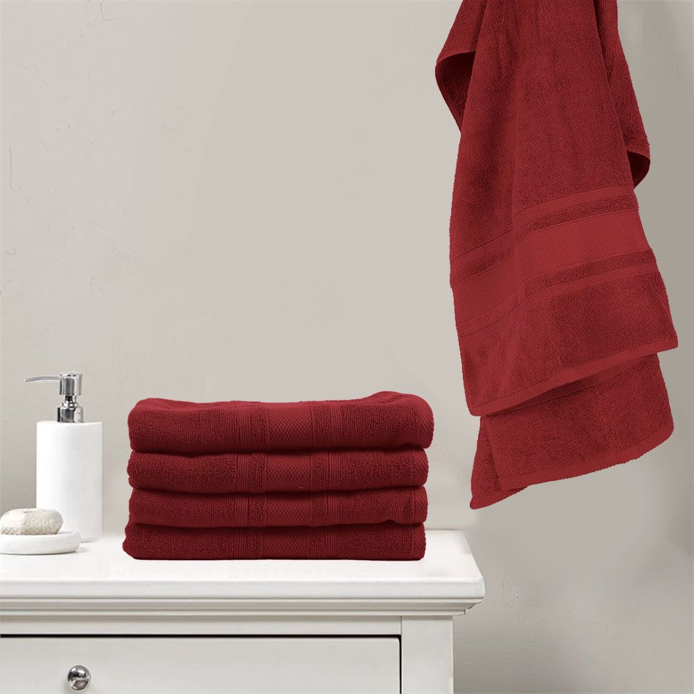 BYFT - Home Castle Premium Bath Towel - Maroon - 70 x 140cm