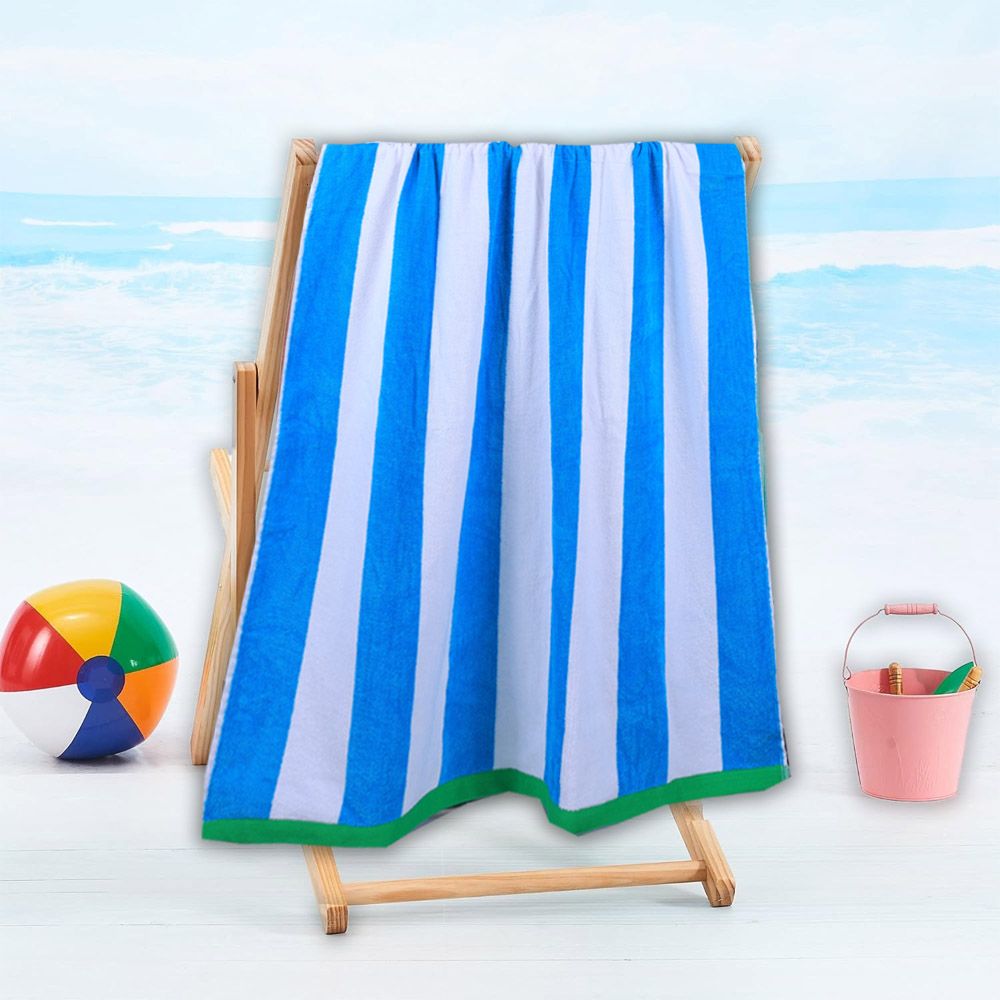 BYFT - Cotton Jacquard Beach Towel - 86x162cm - Cool Stripe Yarn Dyed