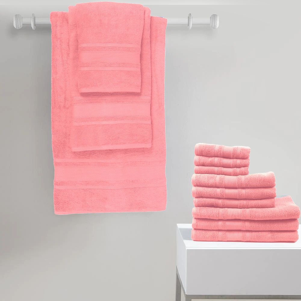 BYFT - Home Castle Hand Towel and Bath Towel - Pink - Set of 2