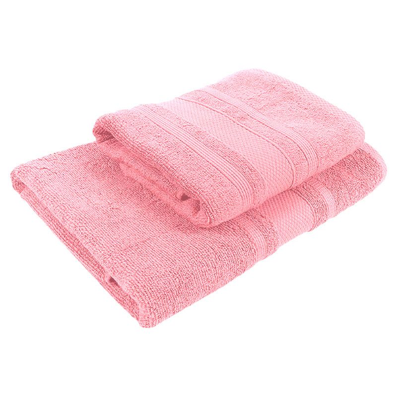 BYFT - Home Castle Hand Towel and Bath Towel - Pink - Set of 2