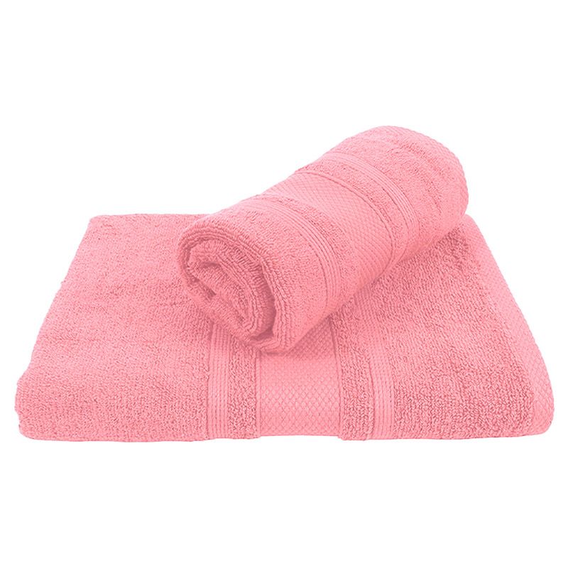 BYFT - Home Castle Hand Towel and Bath Towel - Pink - Set of 2