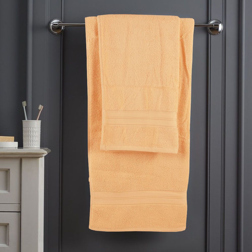 BYFT - Home Trendy Hand Towel and Bath Towel - Peach - 2pcs