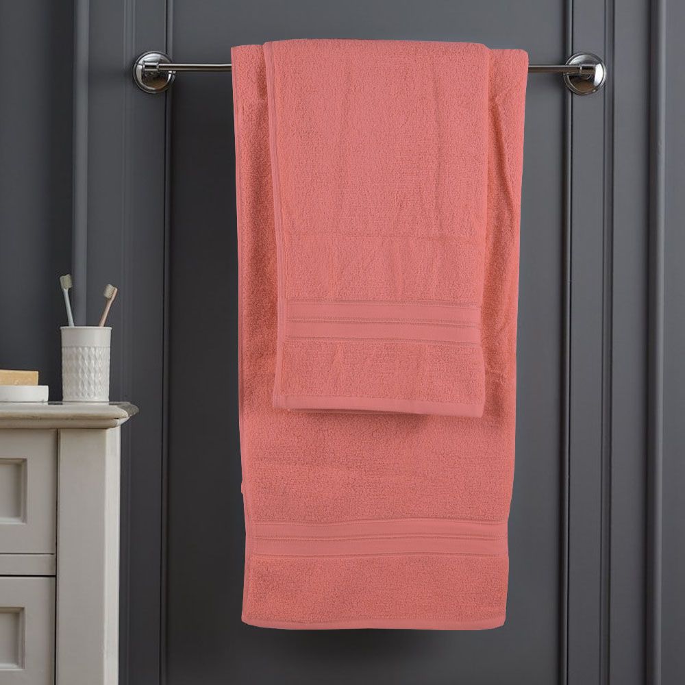 BYFT - Home Trendy Hand Towel and Bath Towel - Pink - 2pcs