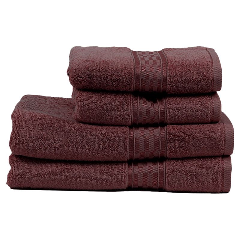 BYFT - Home Ultra Hand Towel 2pcs and Bath Towel 2pcs - Burgundy