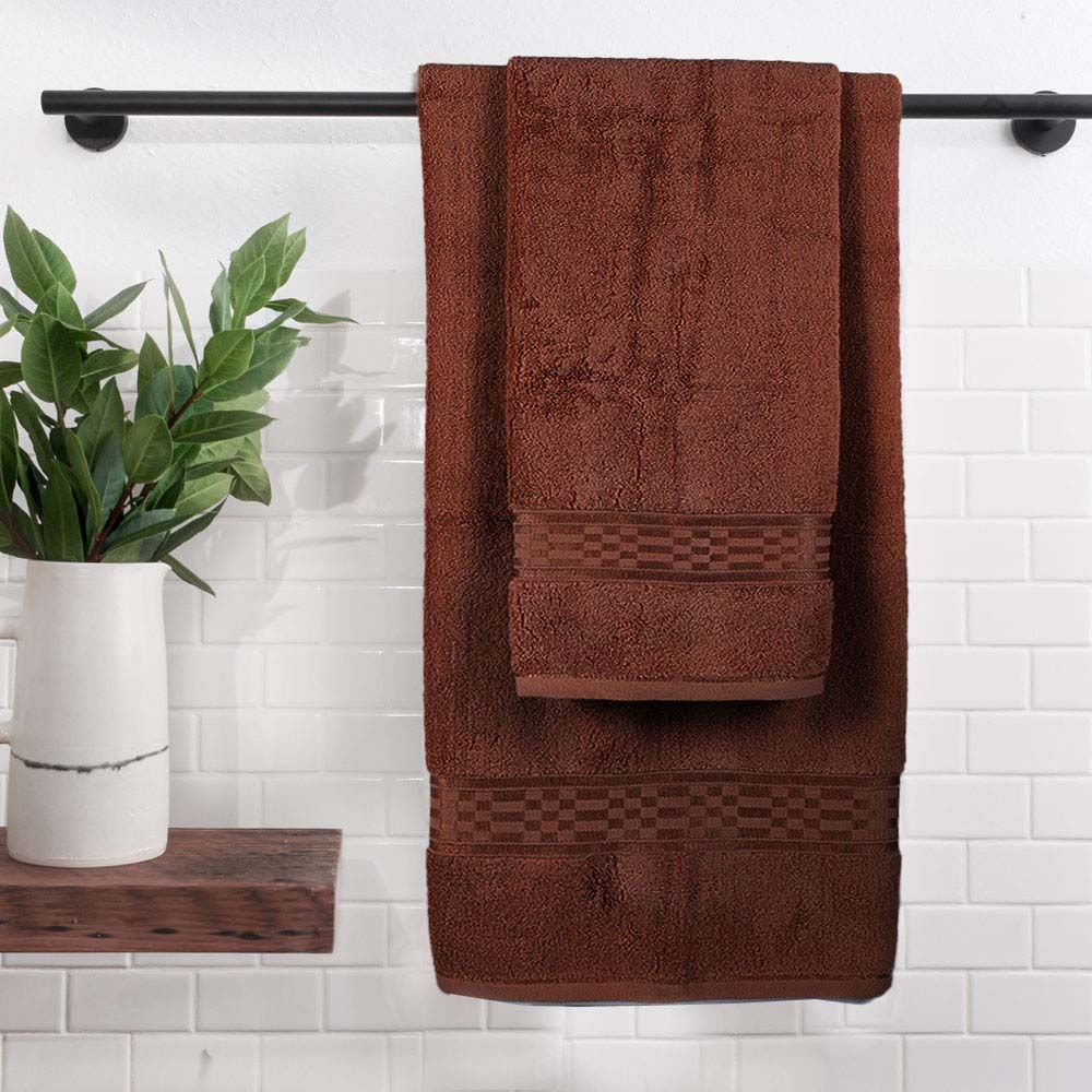 BYFT - Home Ultra Hand Towel 2pcs and Bath Towel 2pcs - Brown