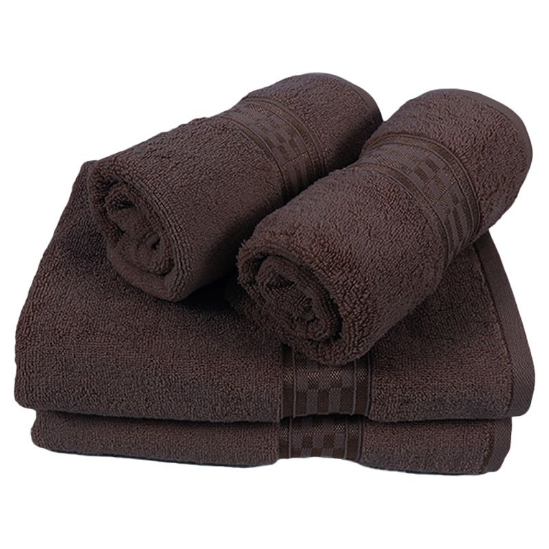 BYFT - Home Ultra Hand Towel 2pcs and Bath Towel 2pcs - Brown