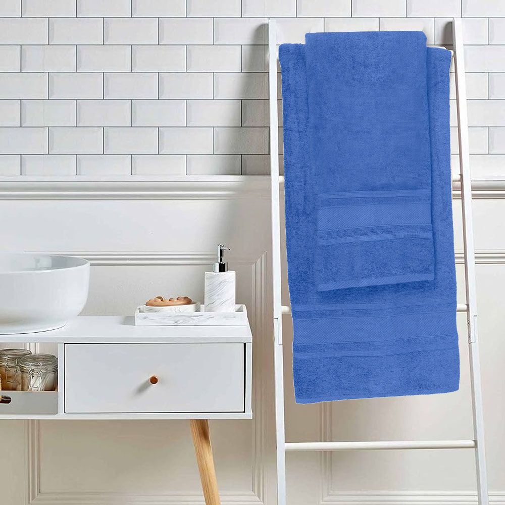 BYFT - Home Castle Hand Towel 2pcs and Bath Towel 2pcs - Blue