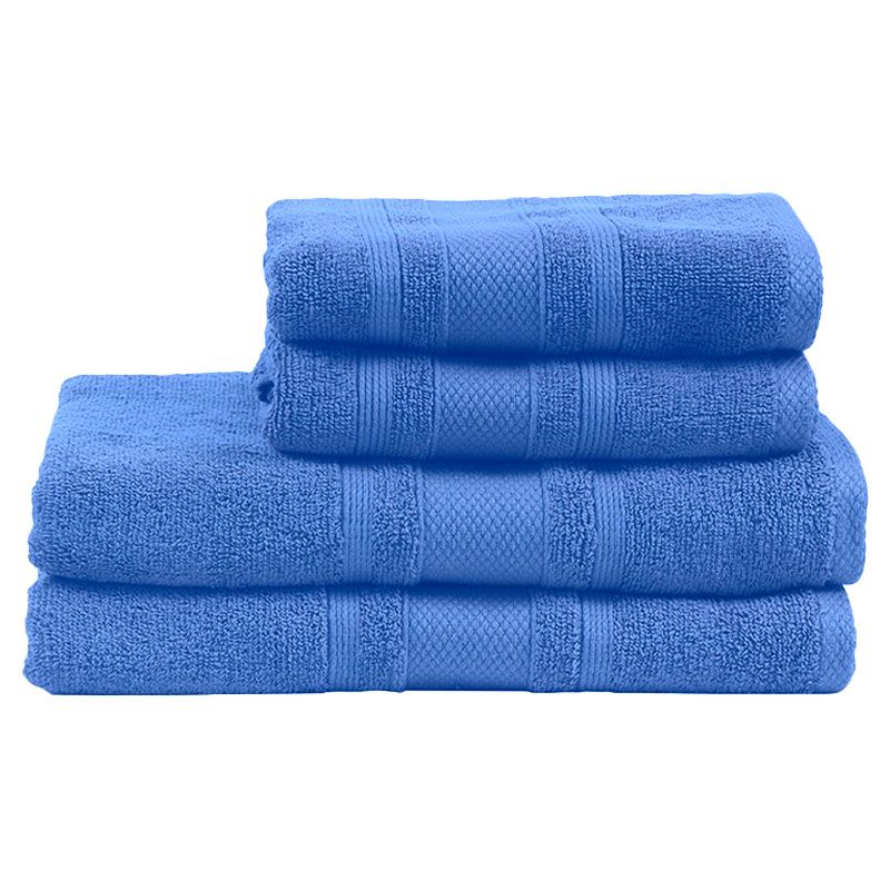 BYFT - Home Castle Hand Towel 2pcs and Bath Towel 2pcs - Blue