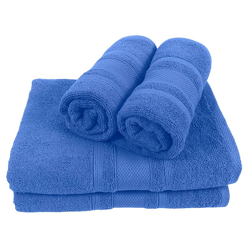 BYFT - Home Castle Hand Towel 2pcs and Bath Towel 2pcs - Blue