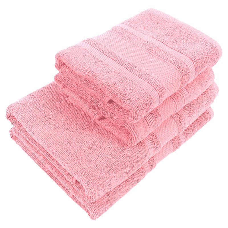 BYFT - Home Castle Hand Towel 2pcs and Bath Towel 2pcs - Pink