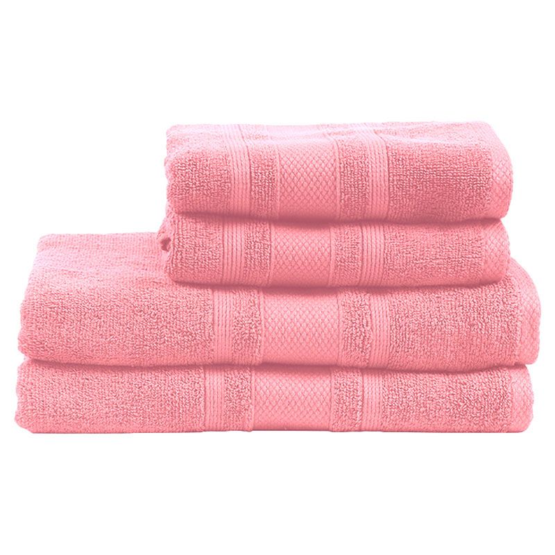 BYFT - Home Castle Hand Towel 2pcs and Bath Towel 2pcs - Pink