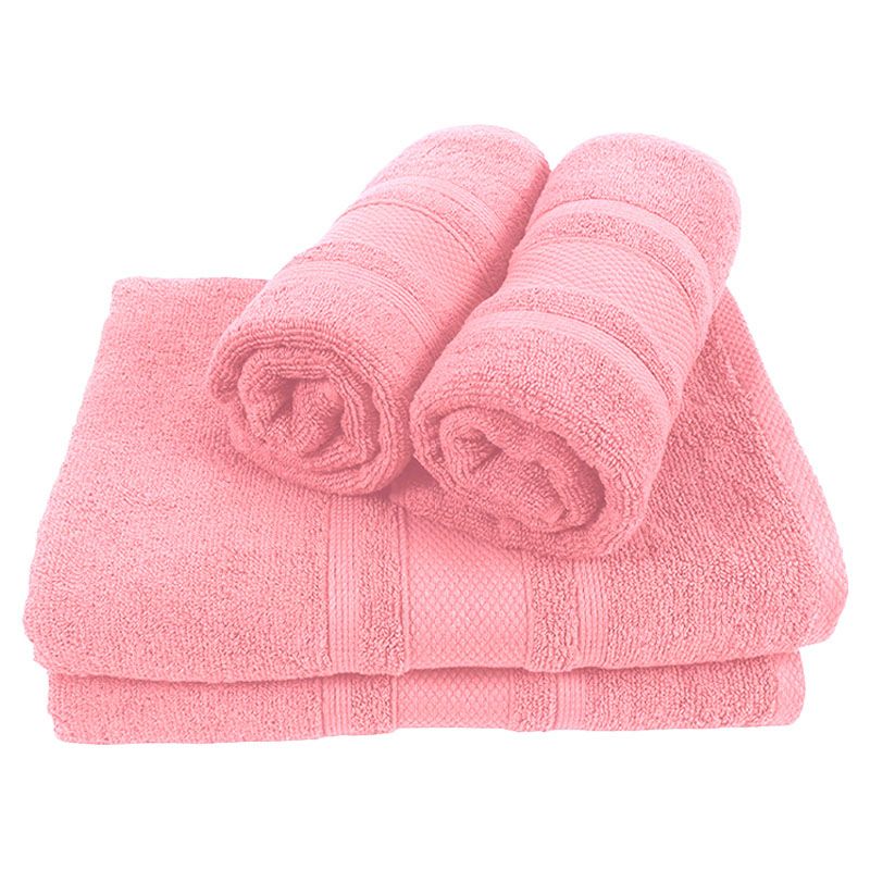 BYFT - Home Castle Hand Towel 2pcs and Bath Towel 2pcs - Pink