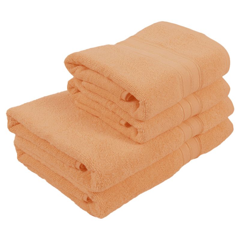 BYFT - Home Trendy Hand Towel 2pcs and Bath Towel 2pcs - Peach