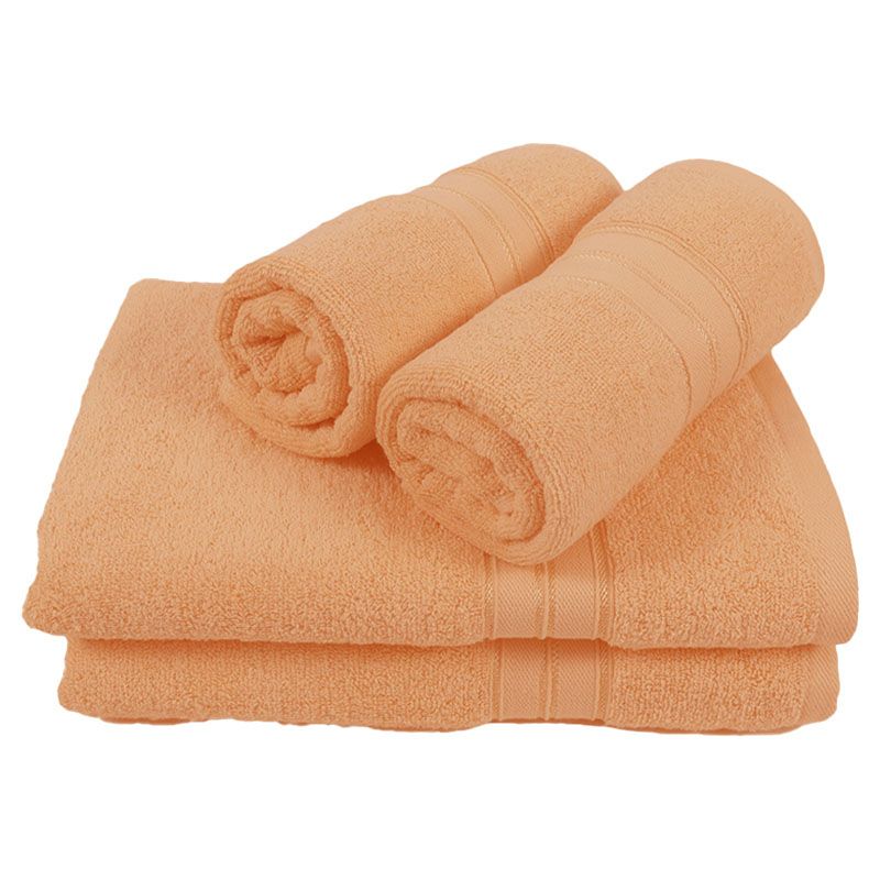 BYFT - Home Trendy Hand Towel 2pcs and Bath Towel 2pcs - Peach