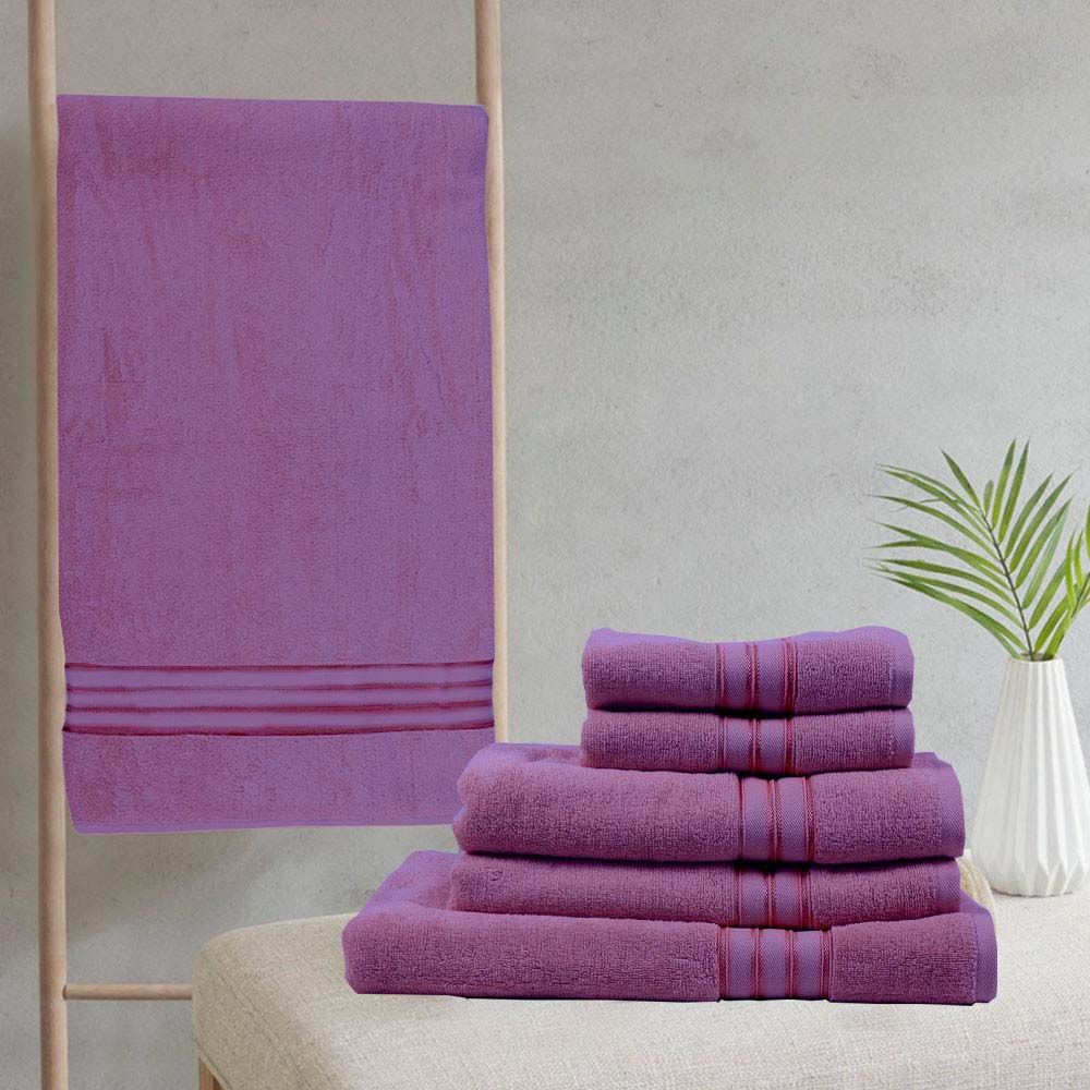 BYFT - Home Trendy Hand Towel 2pcs and Bath Towel 2pcs - Lavender