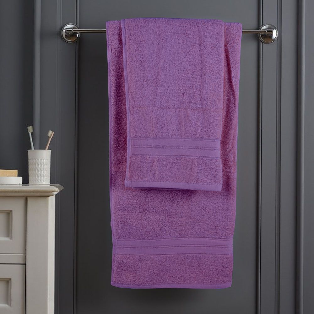 BYFT - Home Trendy Hand Towel 2pcs and Bath Towel 2pcs - Lavender