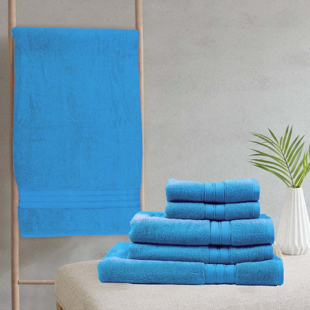 BYFT - Home Trendy Hand Towel 2pcs and Bath Towel 2pcs - Blue