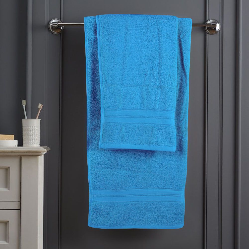 BYFT - Home Trendy Hand Towel 2pcs and Bath Towel 2pcs - Blue