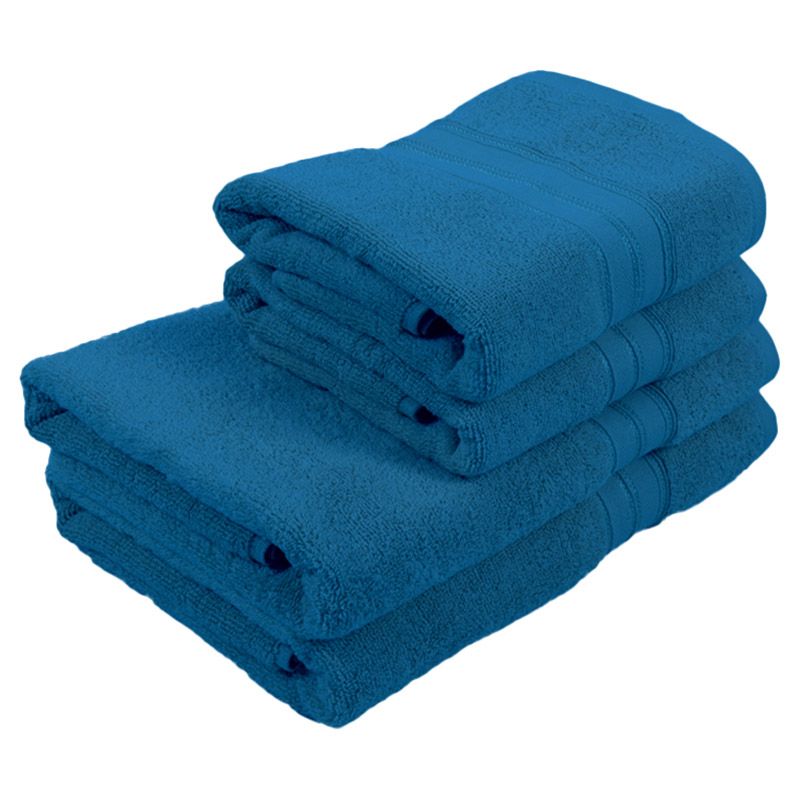 BYFT - Home Trendy Hand Towel 2pcs and Bath Towel 2pcs - Blue