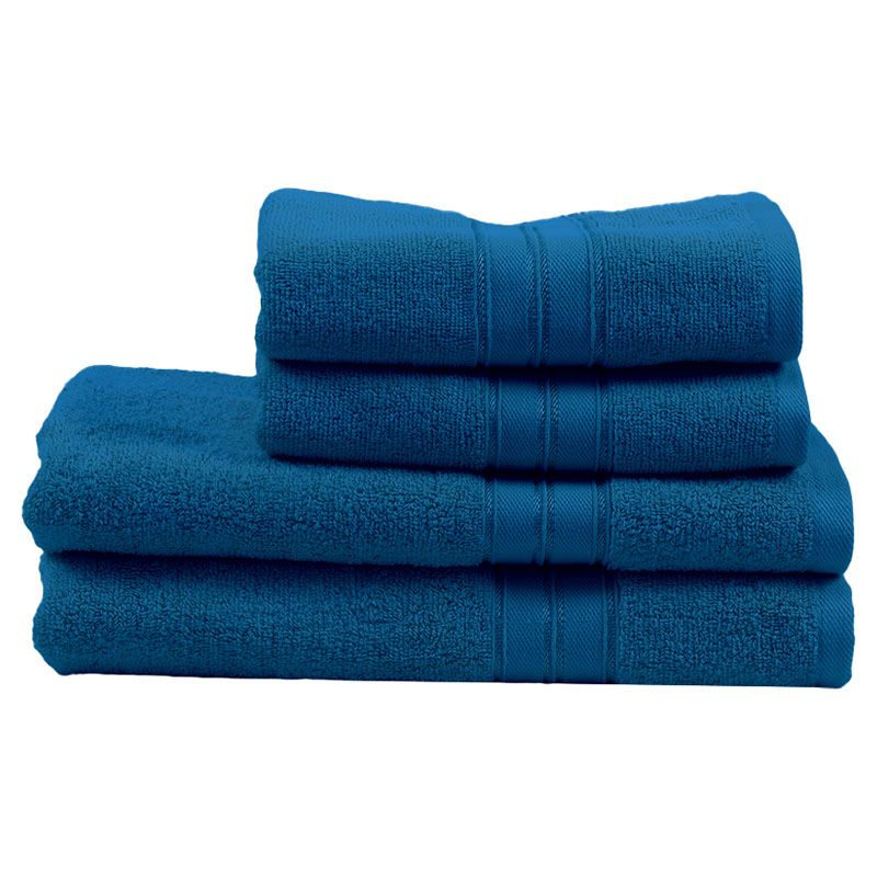 BYFT - Home Trendy Hand Towel 2pcs and Bath Towel 2pcs - Blue