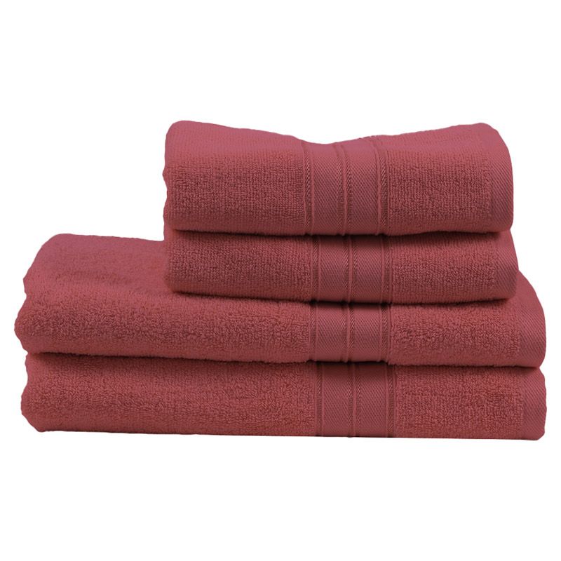 BYFT - Home Trendy Hand Towel 2pcs and Bath Towel 2pcs - Pink