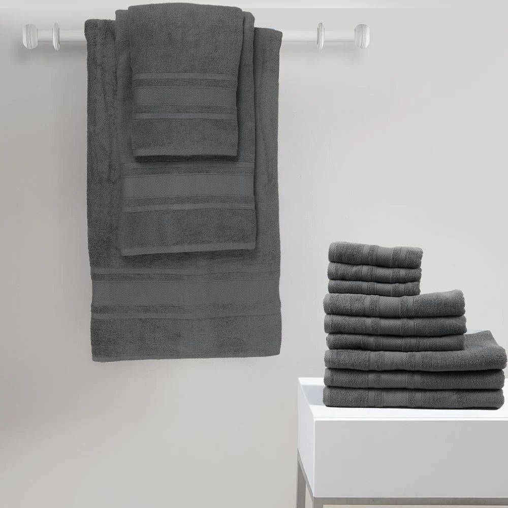 BYFT - Home Castle Premium Hand Towel - Grey - 50 x 90cm - Pack of 2